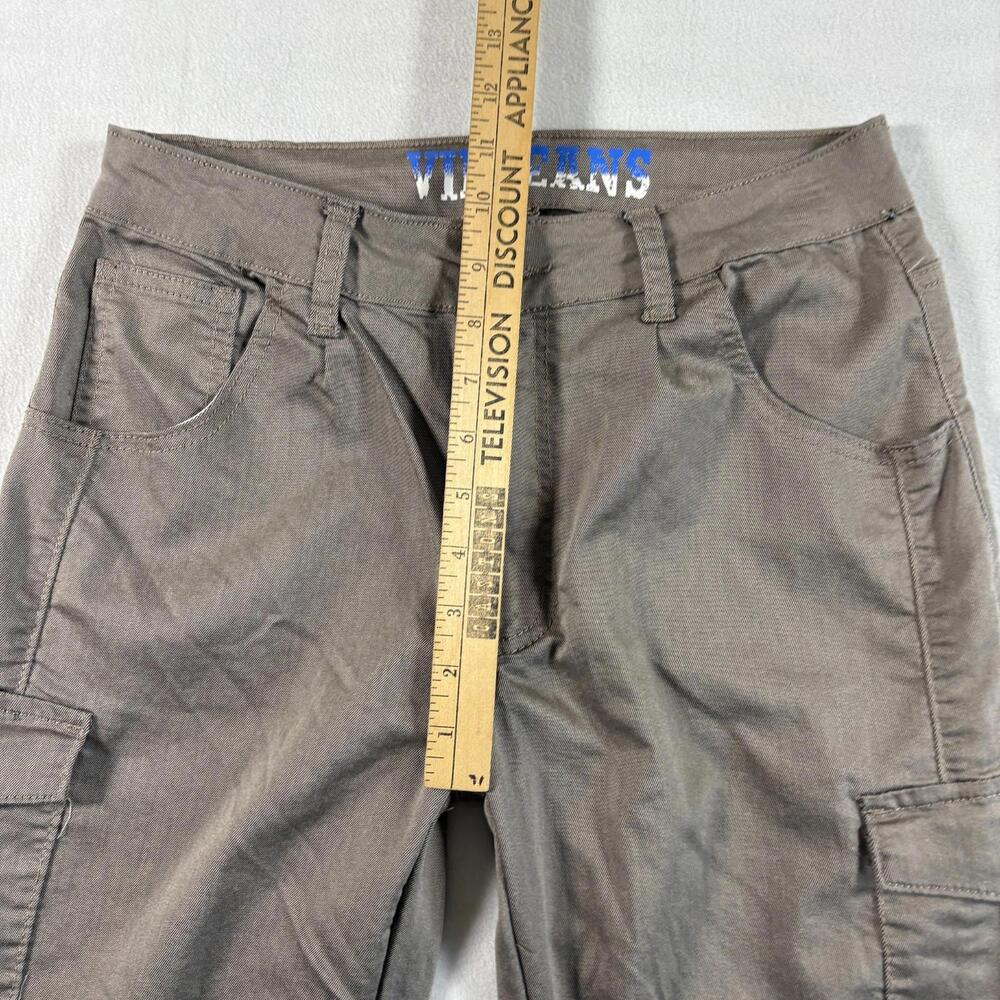 VIP Jeans Womens 8/10 Y2K Wide Leg Cargo Pants Brown Multi Pocket Stretch - Picture 8 of 10